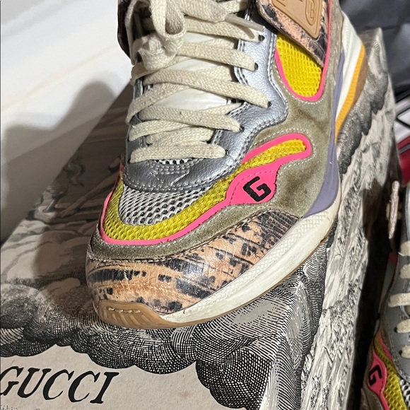 Gucci Women's Pink and Yellow Sneakers - Picture 7 of 13